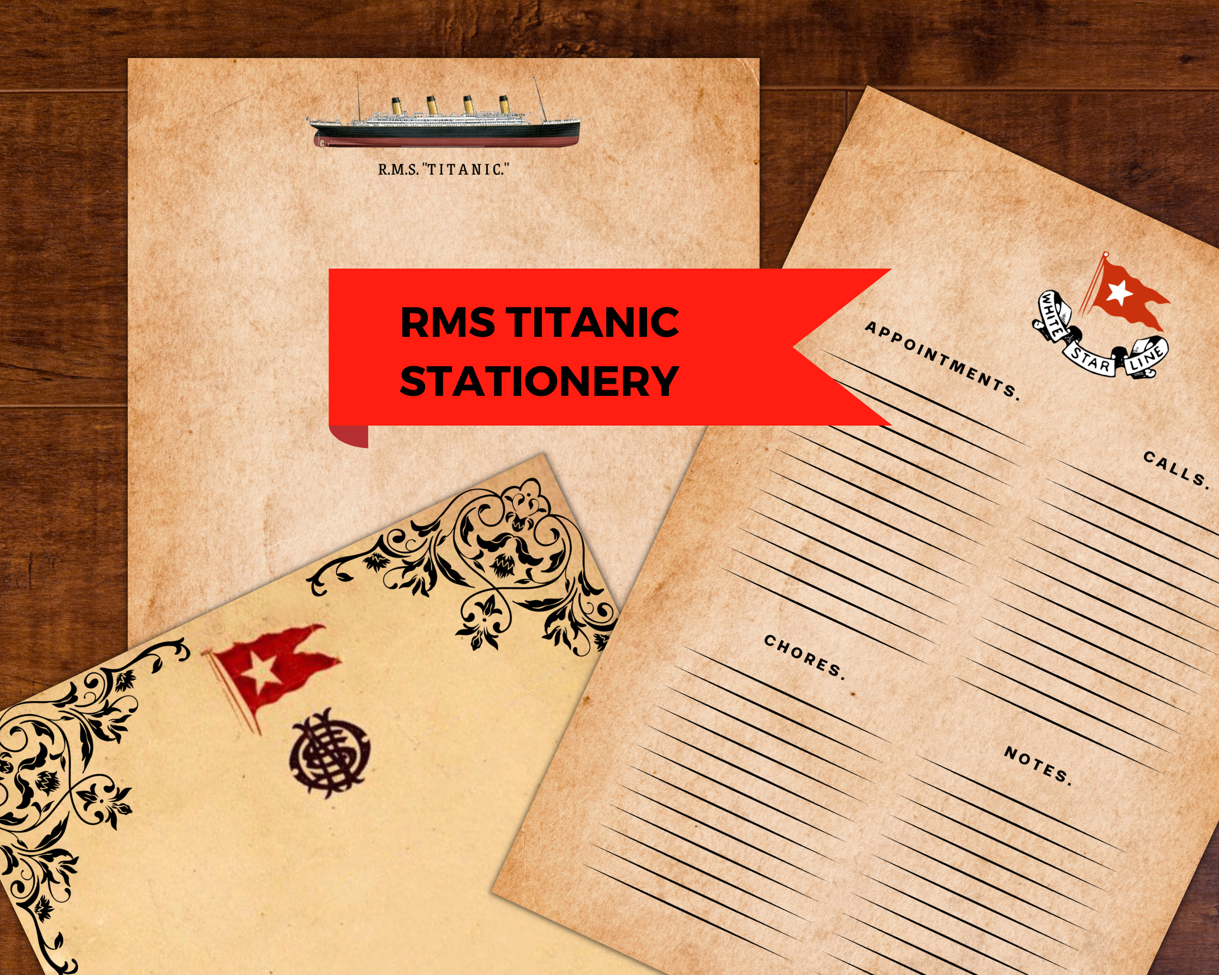 Digital Titanic Stationery Set Vintage Paper