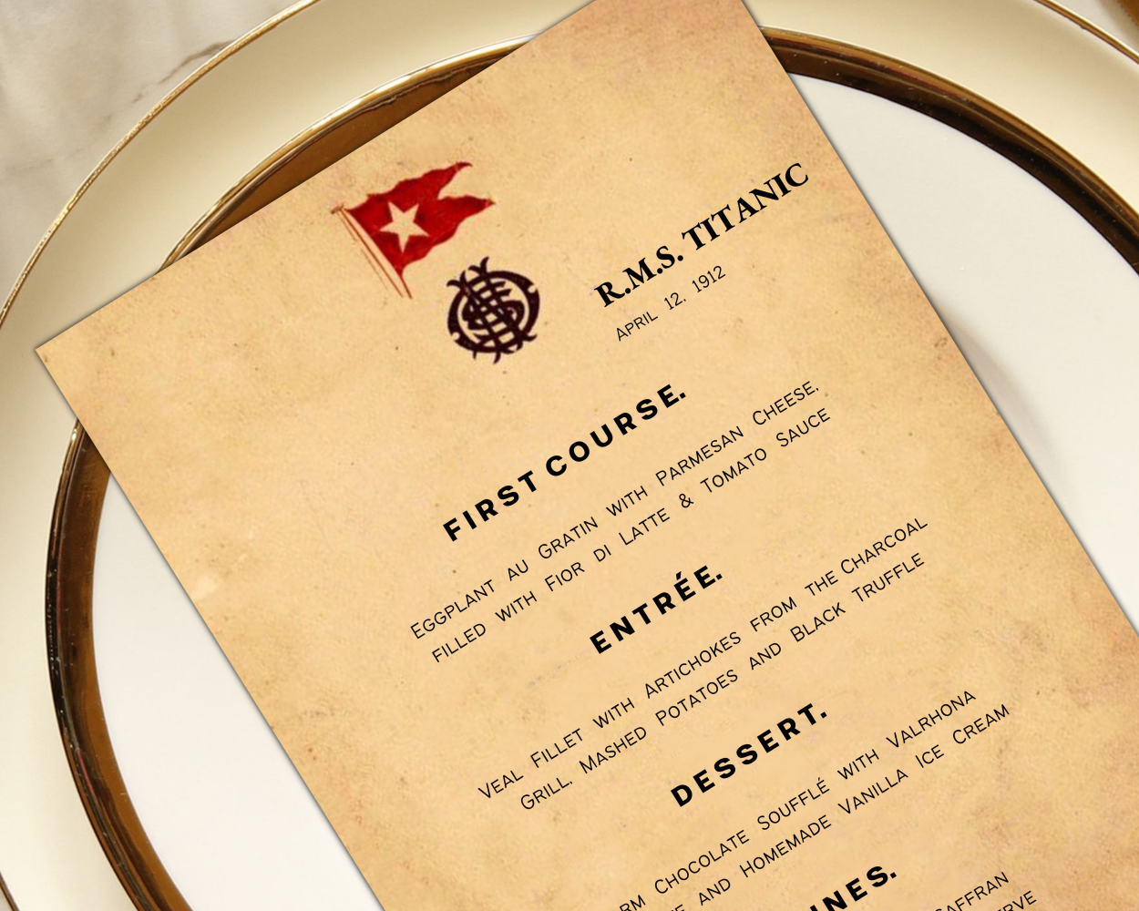 Titanic Dinner Menu Editable Printable Template