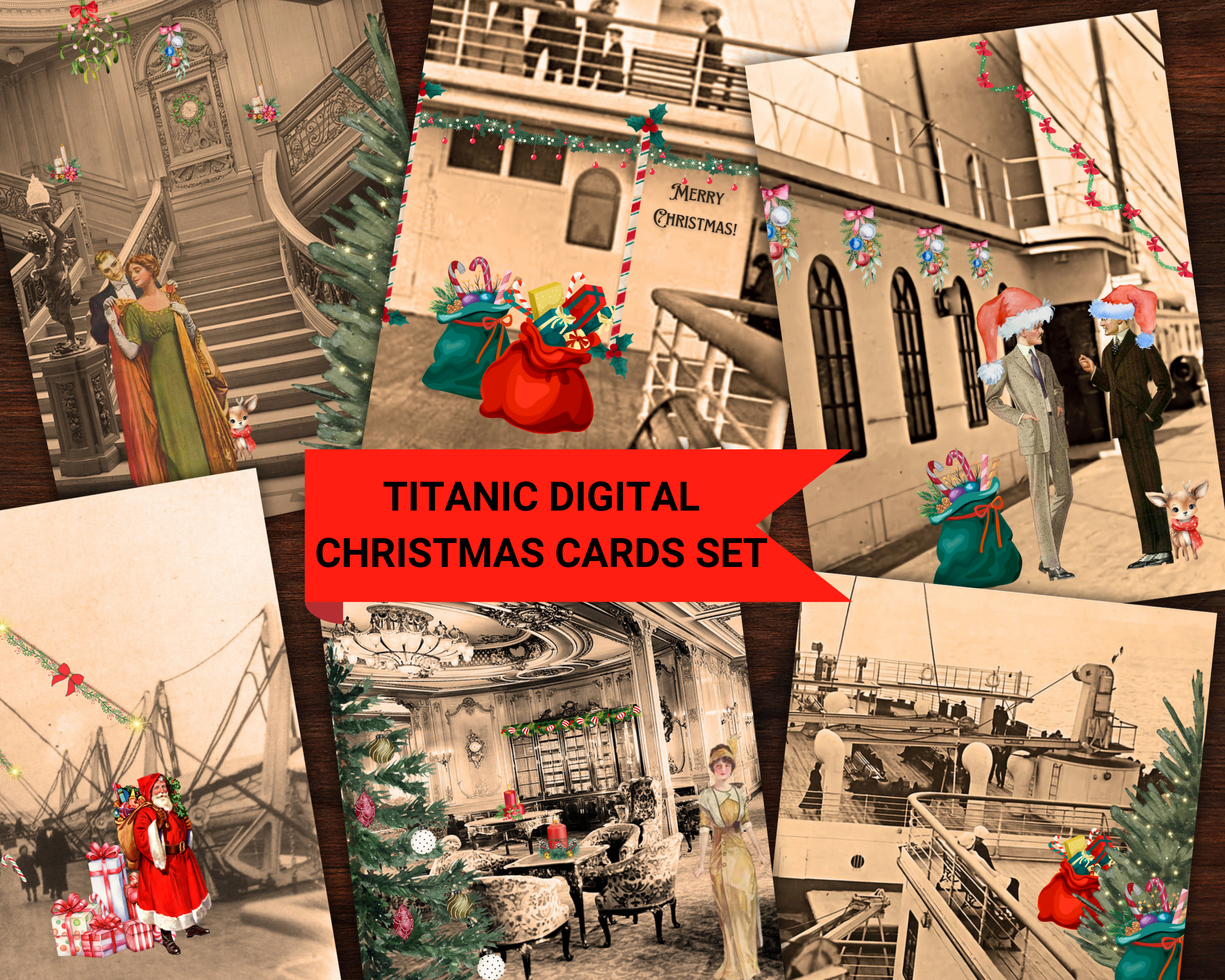 Digital Titanic Christmas Cards Set